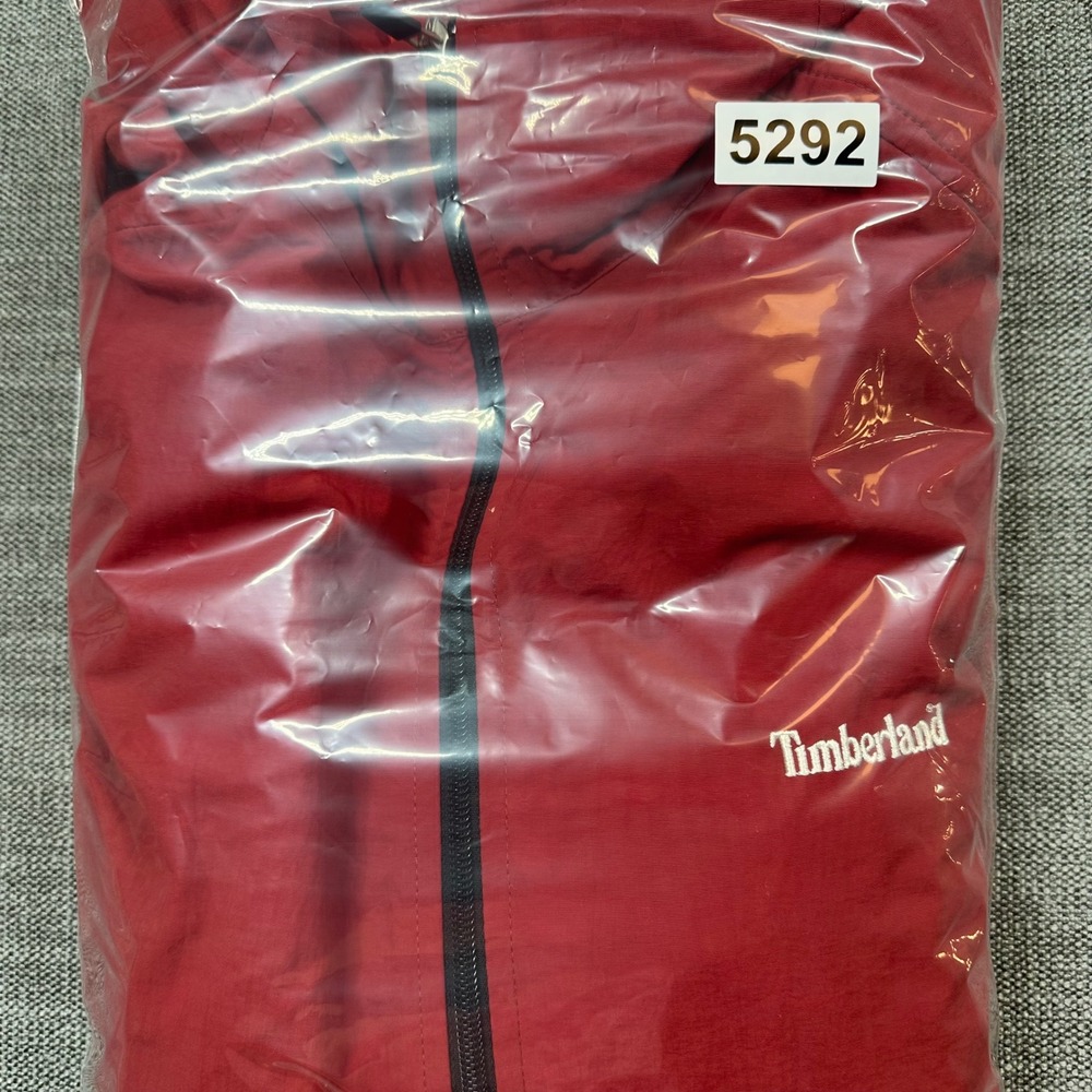 Timberland Windbreaker Jacket Mens XL Red Cream Weathergear Colorblock Zip - Picture 12 of 12